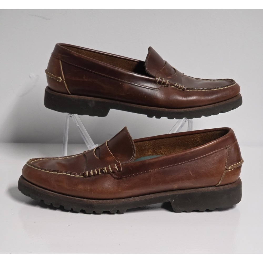 Sebago Mens Size 12 Penny Loafer Brown Leather Shoes USA Made Classic Slip On